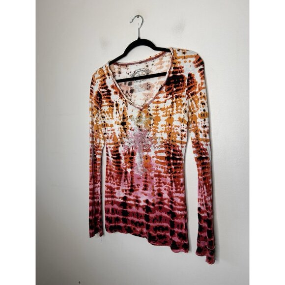 V Cristina Womens Colorful Tunic Y2K Design Beaded Long Sleeve Size Medium - Picture 2 of 9